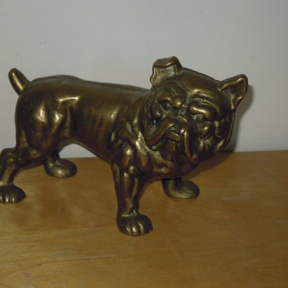 Vintage Cast 60/70s Bronze Metal Bulldog Dog Piggy Coin Still Bank 6" high - Picture 6 of 6